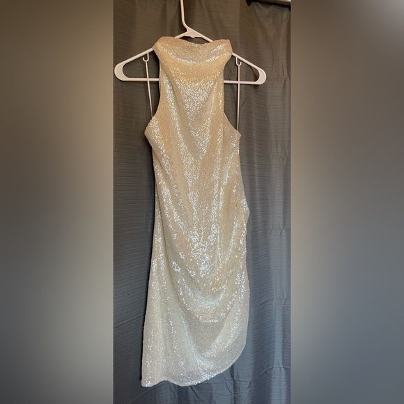 Amanda Uprichard cream sequined halter dress NWT (boutique) - Picture 3 of 10